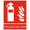 Priešgaisrinio gesintuvo simbolio ženklas su papildomu tekstu "fire Extinguisher" Iso7010 200 x 250 Priešgaisrinės apsaugos ženklo simbolis Priešgaisrinio gesintuvo Iso plastikinė plokštė fotoliuminescencinė ir lipni 200 x 250