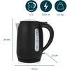 Princess Juodas Steel virdulys - 1.7 litro talpa, 2200 W, 360° besisukantis, lygio indikatorius, filtro ekranas, paslėptas kaitinimo elementas, 236032