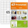 Printation universalios lipnios etiketės 38,1 x 21,2 mm, 6500 mažų adresų etikečių, lipnios, 100 a4 formato lapų, 65 lipdukai viename a4 lape, matinės baltos spausdinamos etiketės, tuščias lipdukas 38,1 x 21,2