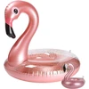Pripučiamas flamingas baseinui su gėrimų laikikliu rinkinys, elegantiškas vinilinis plaukiojantis žaislas su blizgučiais, vandens poilsio gultas su plaukiojančiais padėkliukais vaikams, 2 vnt.