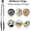 Profesionalios virtuvinės žnyplės Bbq žnyplės nerūdijančio plieno maisto kokybės silikoninės karščiui atsparios juodos 23 cm