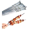 Profesionalūs nerūdijančio plieno bbq iešmai, itin platūs: 1 cm, itin tvirti 2 mm storio (20 vnt., 50 cm) mėsos iešmai mėsai ir daržovėms, kebabų iešmai, mangal, schampura, iešmai