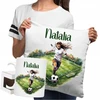 Puodelis + pagalvė futbolininkui futbolo aikštė moteris mergaitė vardas