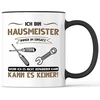 Puodelis su užrašu Hausmseiter - Ich oder keiner Becher Handwerker Facility Manager - Juokinga dovana - Kavos puodelis kaip dovanos idėja - Kavos puodelis 330 ml - Baltas/juodas