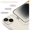 Qasyfanc silikoninis telefono dėklas, skirtas iphone 14, su 2 apsauginėmis plėvelėmis, itin mikropluošto tpu skystas silikonas su kameros apsauga, atsparus įbrėžimams, visapusiška apsauga, 6,1 colio (baltas)