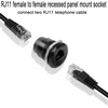 Qianrenon Rj11 įmontuojamas sriegio tvirtinimo adapteris Cat3 Rj11 6p4c mama-mama panelinis apvalus jungtis, telefono linijų modemo jungtis, montuojamas ant stalo, prietaisų spintelėse
