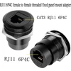 Qianrenon Rj11 įmontuojamas sriegio tvirtinimo adapteris Cat3 Rj11 6p4c mama-mama panelinis apvalus jungtis, telefono linijų modemo jungtis, montuojamas ant stalo, prietaisų spintelėse