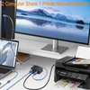 Qianrenon Usb 2.0 spausdintuvo bendrinimo jungiklis 2 prievadų Usb B slėgio jungiklio adapteris 2 kompiuteriams dalintis 1 spausdintuvu rankinis perjungiklis su Led lempute, įskaitant 2 x 1,5 m Usb 2.0 spausdintuvo kabelį