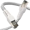 Qiuean Lan kabelis 30 m, Cat 8 tinklo kabelis nailono pynimo plokščias didelio greičio ethernet kabelis 40 gbps 2000 mhz s/ftp patch kabelis su nikeliu dengta rj45 jungtimi, skirtas ps5/laptop/router/gaming/modem