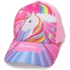 Qleuift 1 x mergaičių beisbolo kepurė, reguliuojama vaikiška snapback stiliaus kepurė, medvilninė, mergaičių beisbolo kepurė, saulės kepurė, spalvingas rožinis vienaragis