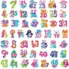 Qpout numerių lipdukų rinkinys vaikams, 100 vnt., numerių lipdukai 1–50, estetiniai numerių lipdukai vandens buteliui, scrapbooking'ui, nešiojamam kompiuteriui, lentai