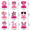 Qpout rinkinys, 9 vnt., preppy vakarėlio stalo dekoracijos Y2k ryškiai rožinės spalvos korio formos stalo papuošimai preppy stiliaus gimtadienio dekoracijos mieli blizgantys lūpų formos žvaigždės ryškiai rožinės spalvos preppy vakarėlio korio formos stalo
