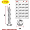 Qrity 50 vnt. M4 x 10 mm savisriegis sraigtas, torx plokščia galvutė, nerūdijančio plieno apvali galvutė savigręžiai sraigtai