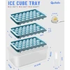 Quikobo ledo kubelių padėklas su dangteliu ir konteineriu, ledo rutuliukų gaminimo forma šaldikliui, mini apvali ledo kubelių forma 99 sferiniams ledo rutuliukams (2,54 cm/1 colis), 3 padėklai, 1 ledo kibirėlis ir semtuvėlis.