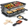 Sumuštinių keptuvas Raclette grilis 8 asmenims, 8 mini raclette keptuvės sūriui ir garnyrams gaminti bei medinė mentelė, lankstus temperatūros valdymas, didelis kvadratinis nelipnus kepimo paviršius