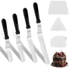 Rafiyu 7 spatulių rinkinys, 4 glaisto mentelės ir 3 plastikiniai tešlos grandikliai, kampuota paletė tortams iš nerūdijančio plieno, torto mentelė kremui tepti ir tortams, pyragams dekoruoti (15 cm, 20 cm, 25 cm, 30 cm)
