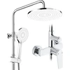 Rainsworth dušo sistema su chromo detalėmis, lietaus dušas su žalvario detalėmis, 25 cm lietaus dušas, 3 srovių tipų dušo galvutė, pilnas dušo komplektas, dušo rinkinys