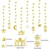 Ramadan Mubarak auksinės žvaigždės mėnulio žibinto girlianda, Eid Mubarak pakabinamas ženklas islamo dekoracijos Eid festivalio vakarėlio dekoravimui, Ramadan Kareem dekoro reikmenys