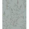Rasch Deco Style 312942 flizelininiai tapetai su tekstūruotu fonu mėlyna spalva ir botaniniu raštu aukso rudos spalvos