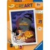 Ravensburger Creart 23602 Helovino nuotaika, piešimas pagal skaičius, Helovinas vaikams nuo 9 metų, piešimo rinkinys su rėmeliu, teptuku ir akriliniais dažais, dovana mergaitėms ir berniukams