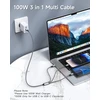 Raviad 100 W usb c į multi usb trumpas kabelis [50 cm] 3-in-1 įkrovimo kabelis su e-mark lustu greito įkrovimo kabelis usb c į usbc [100w] + micro [10w] + lightning [27w], skirtas iphone 15/14, galaxy s24/s23