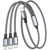 Raviad 100 W usb c į multi usb trumpas kabelis [50 cm] 3-in-1 įkrovimo kabelis su e-mark lustu greito įkrovimo kabelis usb c į usbc [100w] + micro [10w] + lightning [27w], skirtas iphone 15/14, galaxy s24/s23