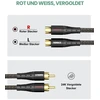 Rawaux 2 rca prailginimo laidas, 2 x rca kištukas į 2 x rca lizdą, 24 k paauksuotas stereo audio kabelis kolonėlėms, stiprintuvams, namų kinui ir televizoriui (3 m, juodas)