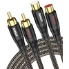 Rawaux 2 rca prailginimo laidas, 2 x rca kištukas į 2 x rca lizdą, 24 k paauksuotas stereo audio kabelis kolonėlėms, stiprintuvams, namų kinui ir televizoriui (3 m, juodas)