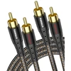 Rawaux rca audio kabelis 2 m, 2 x rca male į 2 x rca male stereo audio žemų dažnių garsiakalbio kabelis hifi 2 rca kabelis paauksuotas pintas skirtas namų kinui, televizoriui, stiprintuvui, hi-fi sistemoms
