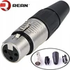 Rc3f Xlr (cannon) moteriška jungtis f 3 kontaktų juoda, sidabruoti rean kontaktai