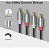 Rca garso kabelis 1.3m: 2x Rca į 2x Rca, stiprintuvams, namų kino sistemoms