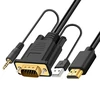 Reagle hdmi į vga kabelis su audio ir usb maitinimo šaltiniu, full hd 1080p @ 60hz adapteris su minijack ir paauksuotais jungikliais - paprastas plug & play jungtis 3 m