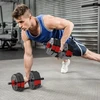 Reguliuojamas hantelių rinkinys 10 kg, aštuonkampio formos hanteliai 2 viename hantelių ir štangos rinkinys su jungiamąja detale, be ratukų, skirtas jėgos sportui, fitnesui, namų sporto salei