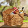 Relaxdays, medaus rudumo pintas pikniko krepšys su dangčiu, medžiaginiu užvalkalu, rankena, didelis nešiojamas krepšys, rankų darbo rotango pikniko krepšys, pikniko krepšys, 10024176_533, rotango pikniko krepšys