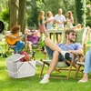Relaxdays, medaus rudumo pintas pikniko krepšys su dangčiu, medžiaginiu užvalkalu, rankena, didelis nešiojamas krepšys, rankų darbo rotango pikniko krepšys, pikniko krepšys, 10024176_533, rotango pikniko krepšys