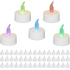 Relaxdays spalvą keičiančios Led arbatinės žvakutės, 50 vnt., elektrinės žvakės be liepsnos, a x sk 4,5 x 3,5 cm, baltas plastikas