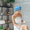 Retoo plaukų turbanas, mikropluošto rankšluostis, plaukų rankšluostis, turbanas, mikropluošto rankšluostis plaukams džiovinti, galvos apdangalas, rankšluostis ilgiems plaukams, greitai džiūstantis turbanas, 26 x 65 cm, mėlynas