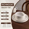 Richmount Star 12 dalių lėkščių rinkinys, indų rinkinys 4 asmenims, akmens masės indų rinkinys, atsparus įbrėžimams, tinkamas naudoti mikrobangų krosnelėje ir indaplovėje, visiškai blizgus matinis baltas