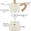 Kavos aparatas Richsum aliumininis espreso virimo aparatas - 3 espreso puodeliai - 150 ml moka kavinukas itališkas kavos virimo aparatas dujinėms ir elektrinėms viryklėms, baltas