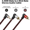 Riieyoca 3.5mm į 2 Rca Kampinis Kabelis 1.8m