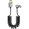 Riieyoca 4k mini hdmi į hdmi trumpas spiralinis kabelis, 90 laipsnių žemyn kampu 18 gbps didelės spartos hdmi2.0 palaiko 4k @ 60 hz, suderinamas su vaizdo kamera, monitoriumi (žemyn)