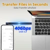 Riieyoca Pd240w Usb C į Usb C trumpas kabelis, 90 laipsnių 40gbps didelės spartos duomenų perdavimo type c kabelis, palaiko 8k @ 60hz Uhd vaizdo išvestį, lankstus plokščias kabelis, skirtas power bank, Ssd (dešinys)