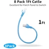 Riieyoca trumpas cat5e ethernet patch kabelis 30 cm, rj45 lan tinklo kabelis be užsikabinimų, skirtas maršrutizatoriams, modemams, jungikliams, serveriams (8 skirtingų spalvų pakuotė)