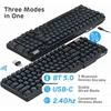 Rk royal kludge rk96 90% 96 klavišų bt5.0/2.4g/usb-c hot-swap mechaninė klaviatūra, belaidė mechaninė bluetooth klaviatūra su magnetiniu delno atlošu, mėlynas apšvietimas (red switch)