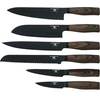 Rockingham Forge Forester Series 7 colių santoku peilis - nerūdijančio plieno ašmenys su juodo oksido danga, ergonomiška medinė rankena, japoniškas peilis