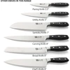 Rockingham Forge Rf9100 Series Rf-9107 Santoku peilis su 7" nerūdijančio plieno ašmenimis - juoda kniedyta Micarta rankena, japoniškas peilis
