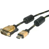 Roline auksinis monitoriaus kabelis dvi-hdmi st-st (24+1) dual link 5 m