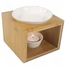 Romantiškas keramikinis žvakidė tealight žvakėms Aliejinis degiklis Keturių pusių Medinis