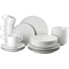 Rosenthal Joyn, baltas, 20 dalių porcelianinių indų rinkinys, lėkštės, dubenys, puodeliai su rankena, lengvas ir natūralus įvaizdis, modernus ir miesto akcentas, galima plauti indaplovėje ir naudoti mikrobangų krosnelėje