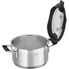 Rösle Silence Pro puodas, aukštos kokybės universalus puodas pagamintas iš 18/10 nerūdijančio plieno, 24 cm, stiklinis dangtis, vidinė skalė, tinka indukcinėms viryklėms, galima plauti indaplovėje, sidabrinis/juodas